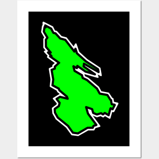 Salt Spring Island in a Simple Silhouette - Colourful Lime Green - Salt Spring Island Posters and Art